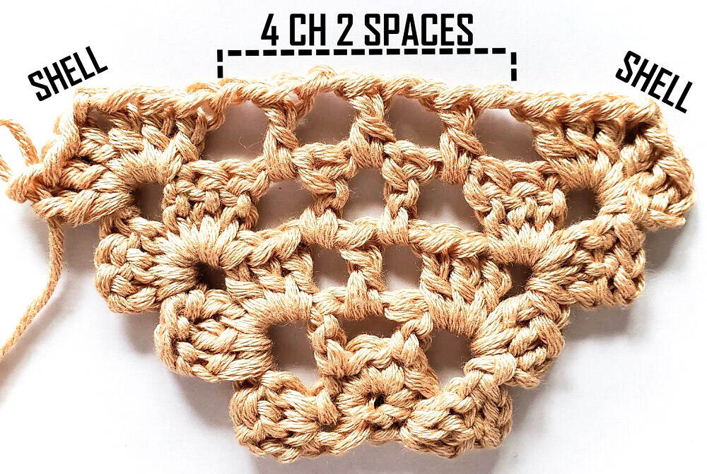 Row four of the crochet pattern.