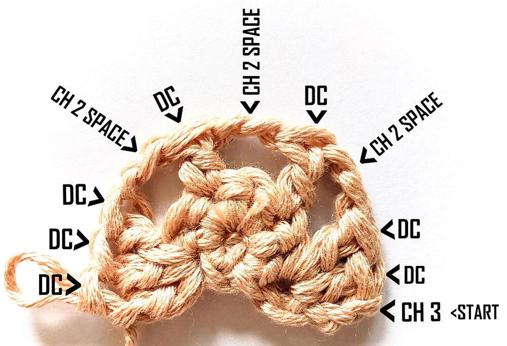 Row one of the free crochet pattern.