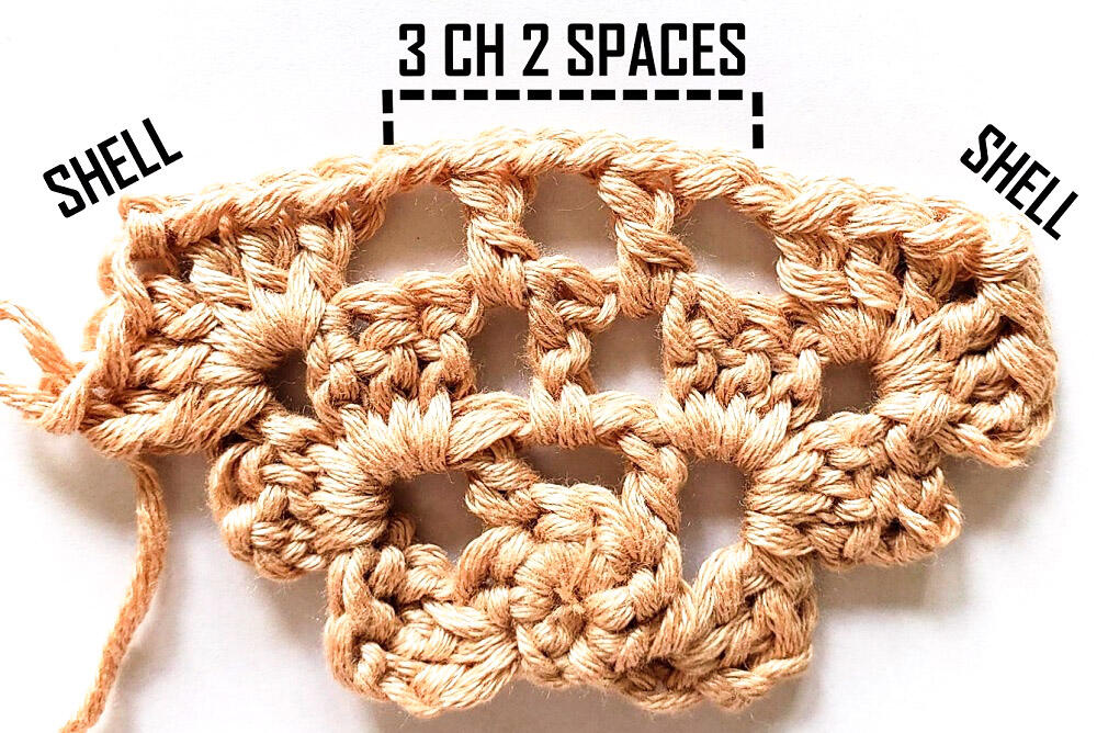 Row three of the free crochet pattern.