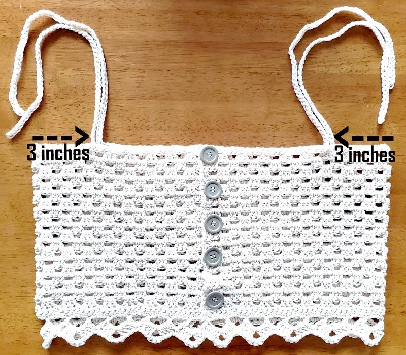 How to sew the shoulder straps onto the crochet top.
