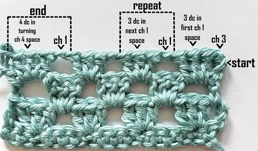 Row 4 of the crochet ruana pattern.