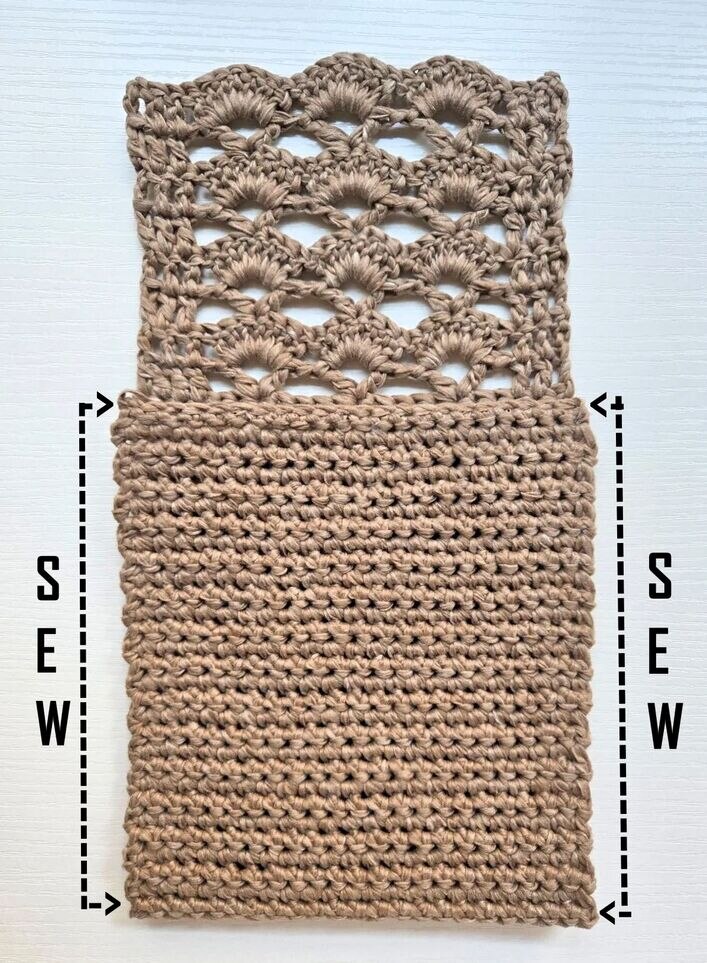 How to sew the crochet bag together.