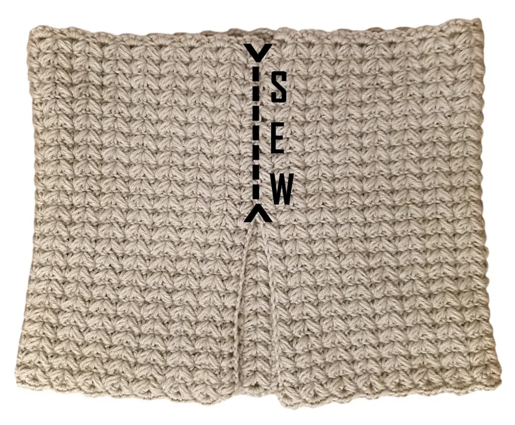 How to sew the Dapper Puff Stitch crochet cowl at the end of the pattern.