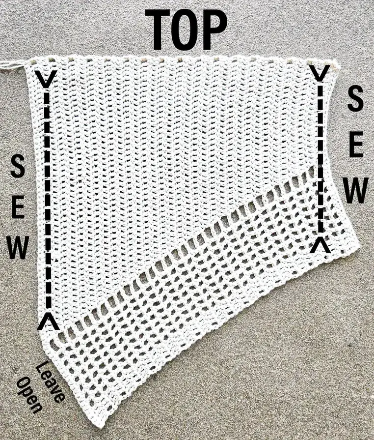 How to sew the two pieces together to make the crochet top.