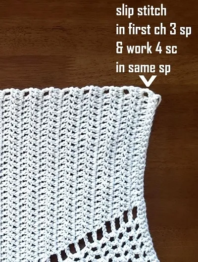 The top border of the crochet pattern.