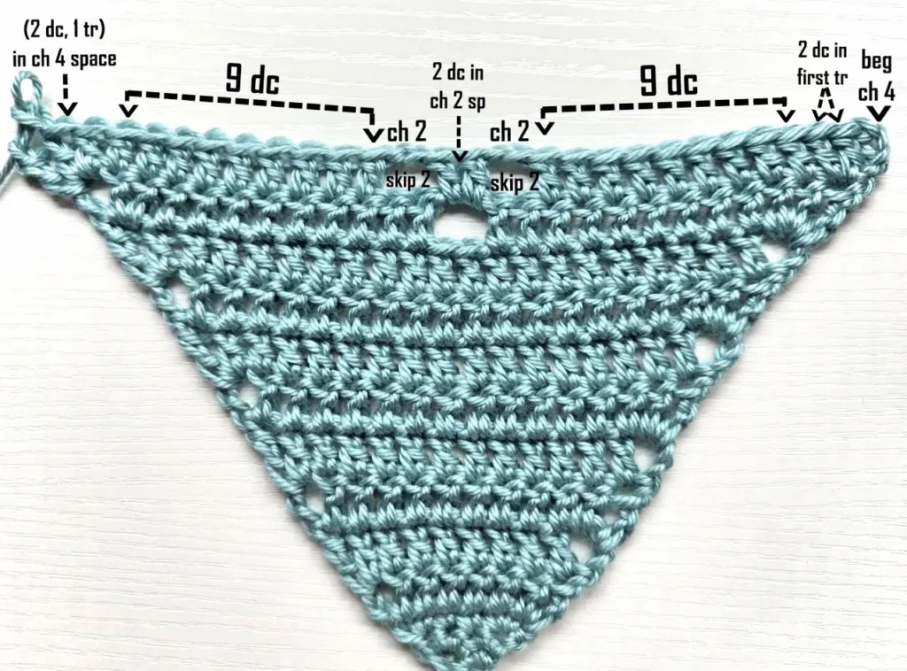 Row two of the crochet pattern.