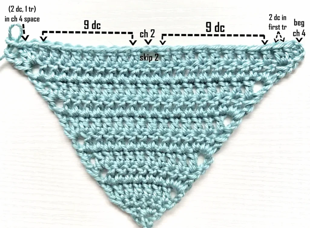 Row one of the crochet pattern.