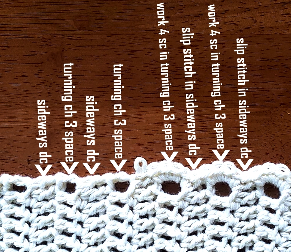 How to crochet the top border of the wrap skirt pattern.
